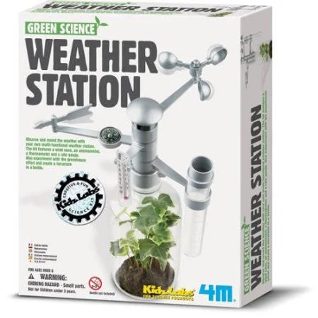 Eco - Friendly Wooden Educational Toys with a Gardening and Plant - Growing Kit4M Green Science Weather Station