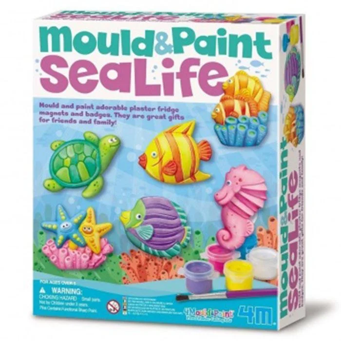 Hand - Sanded Wooden Educational Toys for Safe Exploration by Preschoolers4M - Mould & Paint - SeaLife