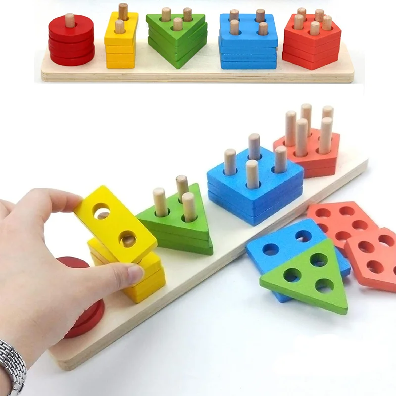 High - Quality Solid Wood Educational Toys for Developing Fine Motor Skills in KidsECO-FRIENDLY 3 IN1 wooden MATCHING SHAPE BOARD