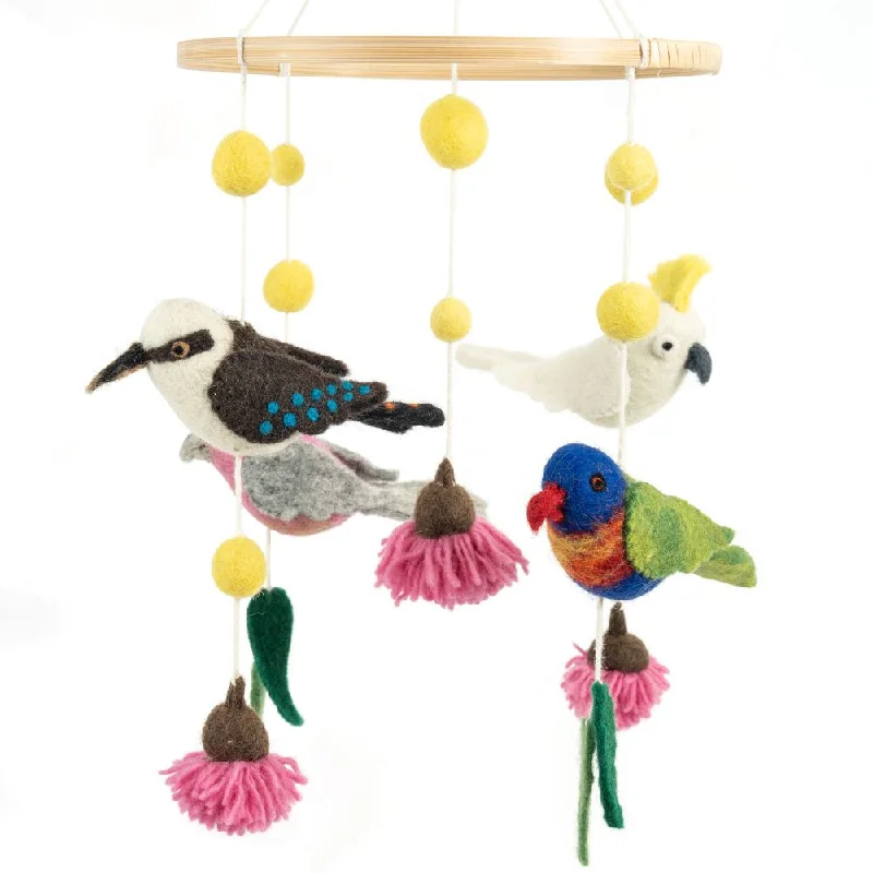 Sustainable Wooden Educational Toys with a Storytelling and Role - Playing SetFelt Hanging Mobile - Australian Birds