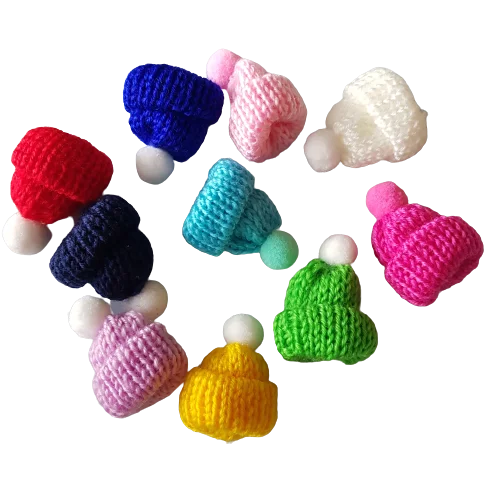 Hand - Sanded Wooden Educational Toys for Safe Exploration by PreschoolersFinger Puppets - set of 10 pcs wool Knitted caps miniature models pretend play- decor