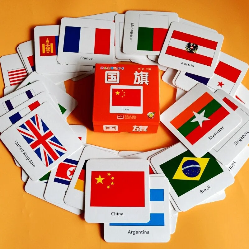 Natural Wood Educational Toys with a Construction and Engineering Play SetFlags of 44 Countries Flashcards