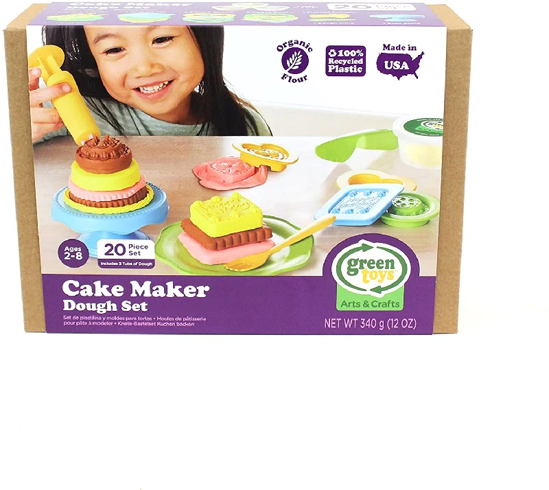 Sustainable Solid Wood Educational Toys with a Language - Learning Activity BookGreen Toys Cake Maker Dough Set