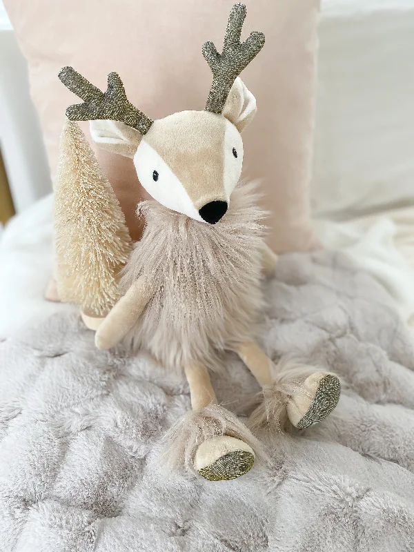 Dolls with Jointed Limbs for Poseability and a Set of Miniature Furniture AccessoriesIvey the Reindeer Doll