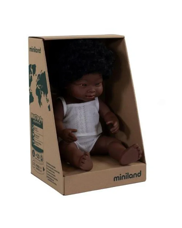 Dolls with a Waterproof Body and Beach - Themed AccessoriesMiniland African Girl Doll with Down Syndrome