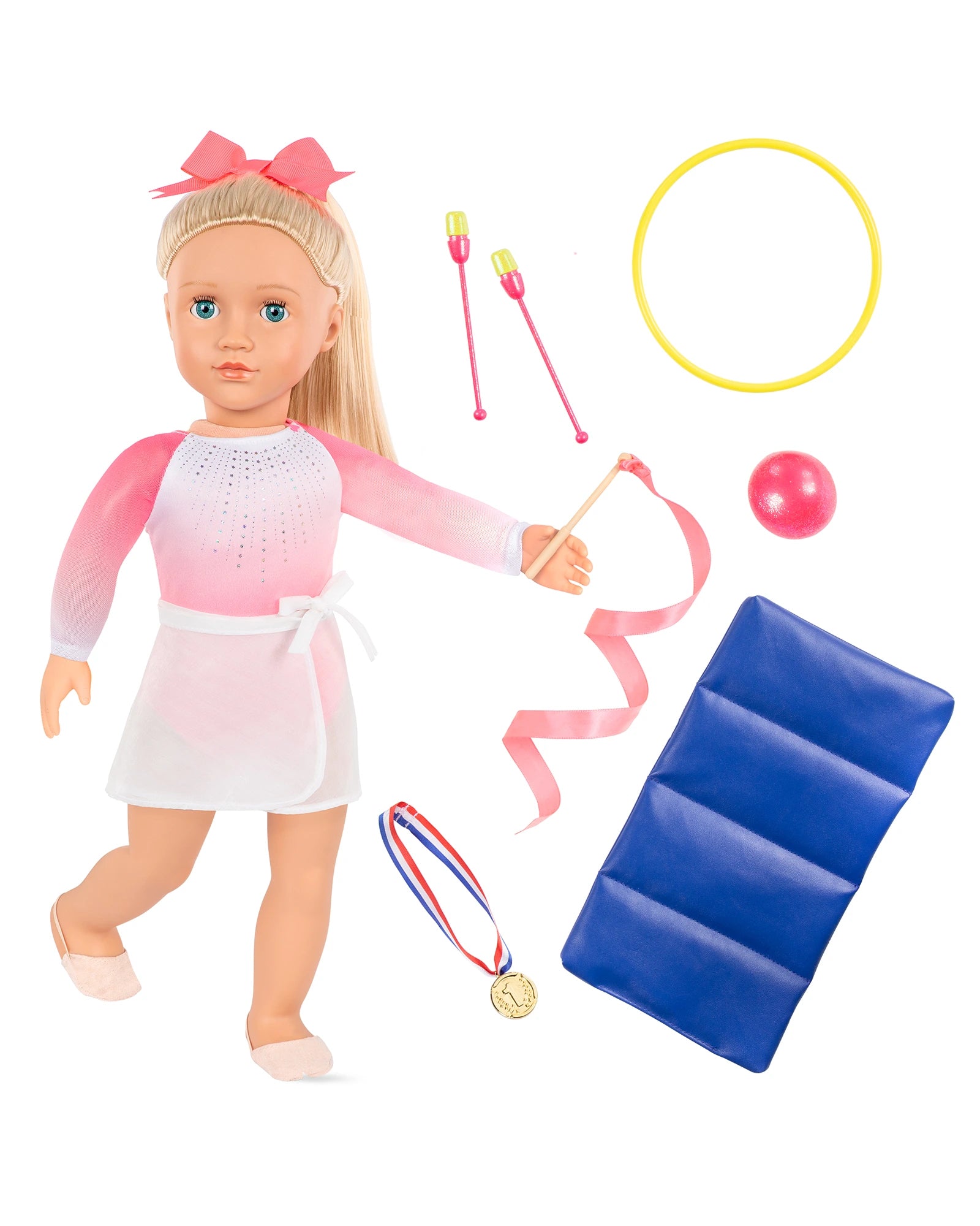 Dolls with Removable Magnetic Clothing and a Variety of Magnetic AccessoriesOur Generation Poseable Gymnast Doll wAccy Diane