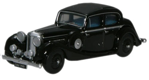 Collectible Train Set with a Steam Locomotive, Passenger Cars, and Track AccessoriesOxford Diecast Black Jaguar SS 2.5 Saloon - 1:76 Scale