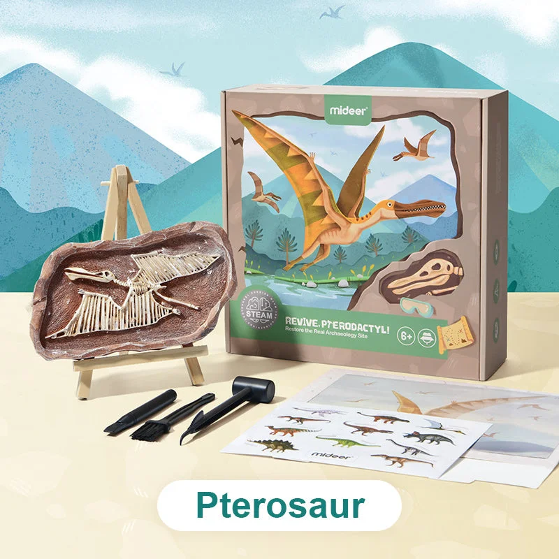 Natural Wood Educational Toys with a Magnetic Puzzle Design for Brain TrainingPterosaur Dino Fossil Dig Kit