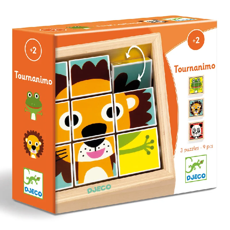 Solid Wood Educational Toys with a Science Experiment Theme for Young LearnersDjeco Toddler Wooden Block Puzzle - Tournanimo