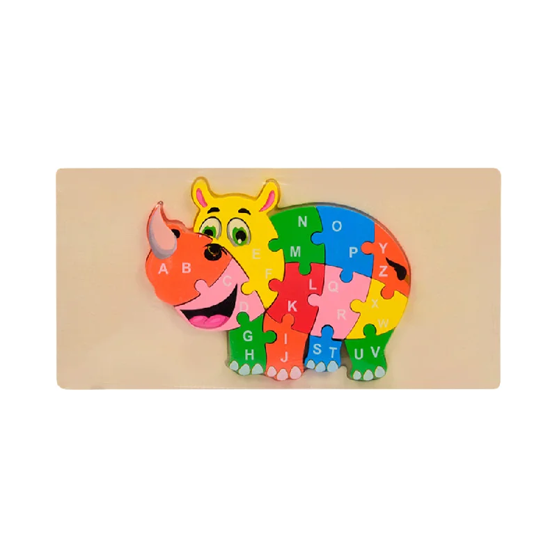 Eco - Friendly Wooden Educational Toys with a Gardening and Plant - Growing KitWOODEN PUZZLE BOARD ABC RHINO Z.B