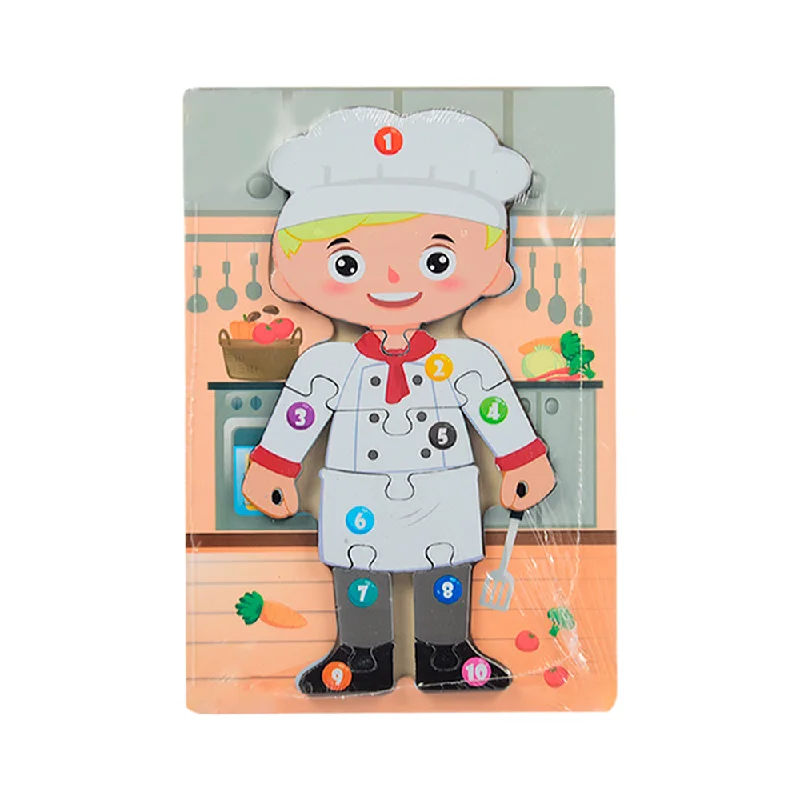 Eco - Conscious Solid Wood Educational Toys with a Social - Skills Development GameWOODEN PUZZLE BOARD COLORFUL 123 CHEF Z.B