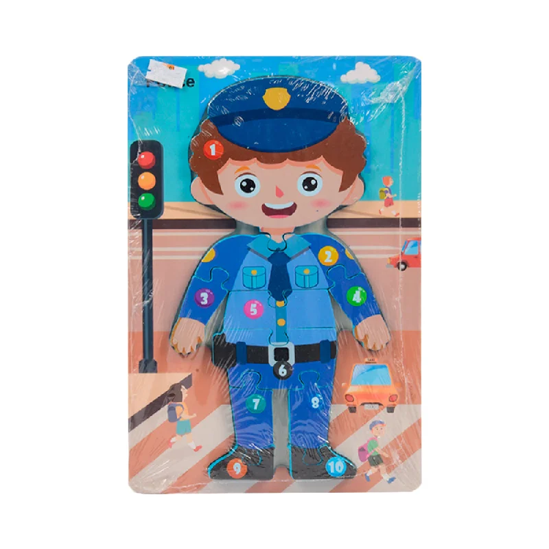 Solid Wood Educational Toys with a Science Experiment Theme for Young LearnersWOODEN PUZZLE BOARD COLORFUL 123 POLICE Z.B