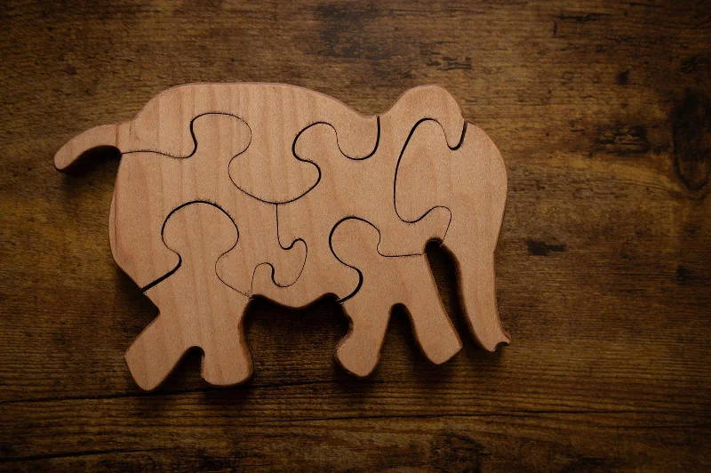 Braille - Labeled Wooden Puzzles for Visually Impaired IndividualsDouble Sided Elephant Puzzle