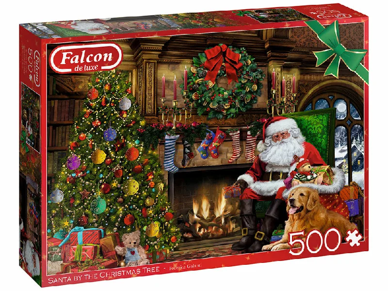 Braille - Labeled Wooden Puzzles for Visually Impaired IndividualsFalcon de Luxe <br> Santa by the Christmas Tree <br> 500 Piece Puzzle