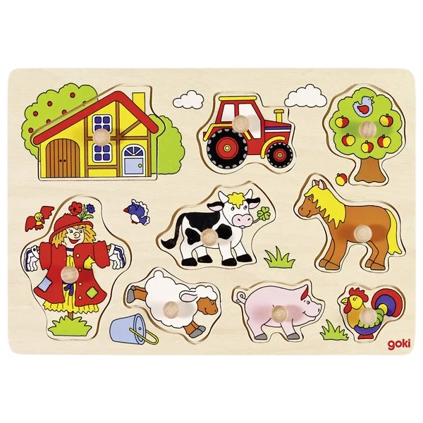 Scented Wooden Puzzles with a Fresh Pine Aroma for a Sensory ExperienceLift-out puzzle - Farm VI