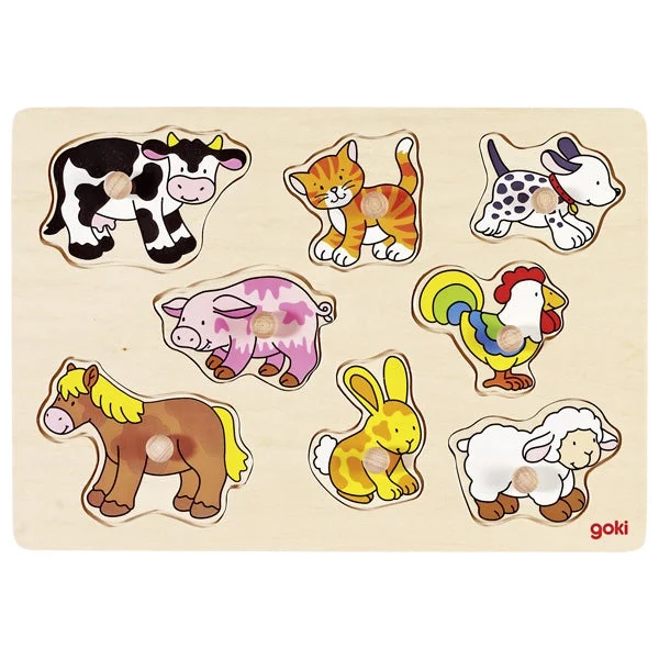 Puzzle - and - Storage Wooden Puzzles with a Farmyard Theme for Kids' RoomsLift-out puzzle - Farm VII